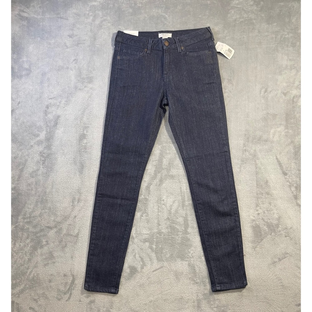 Forever 21 Womens Mid Rise Skinny Jeans 27 Dark Blue Stretch Denim